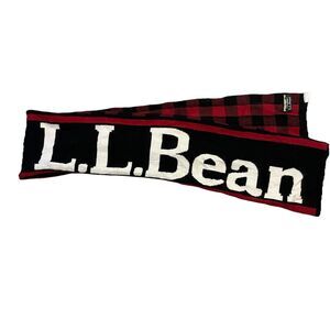 L.L. BEAN Logo Print Reversible Buffalo Plaid Winter Scarf Red/Black/White